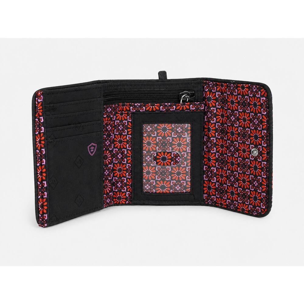 Vera Bradley Quilted Trifold Wallet Blue Orange Floral 4 x 5.5 - Picture 3 of 4